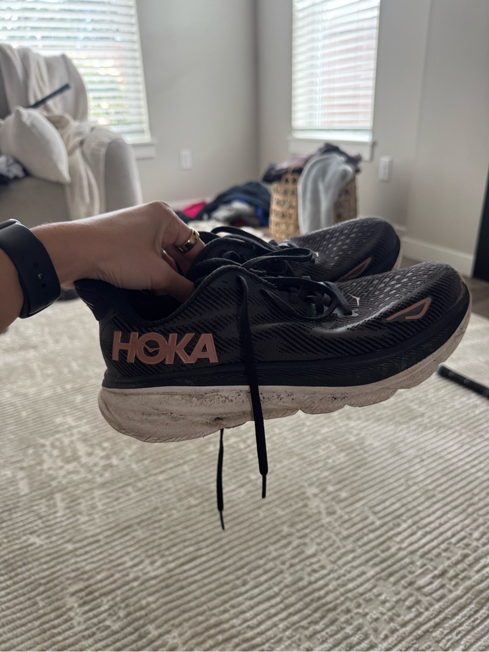 Hoka Black Running Sneakers with Logo